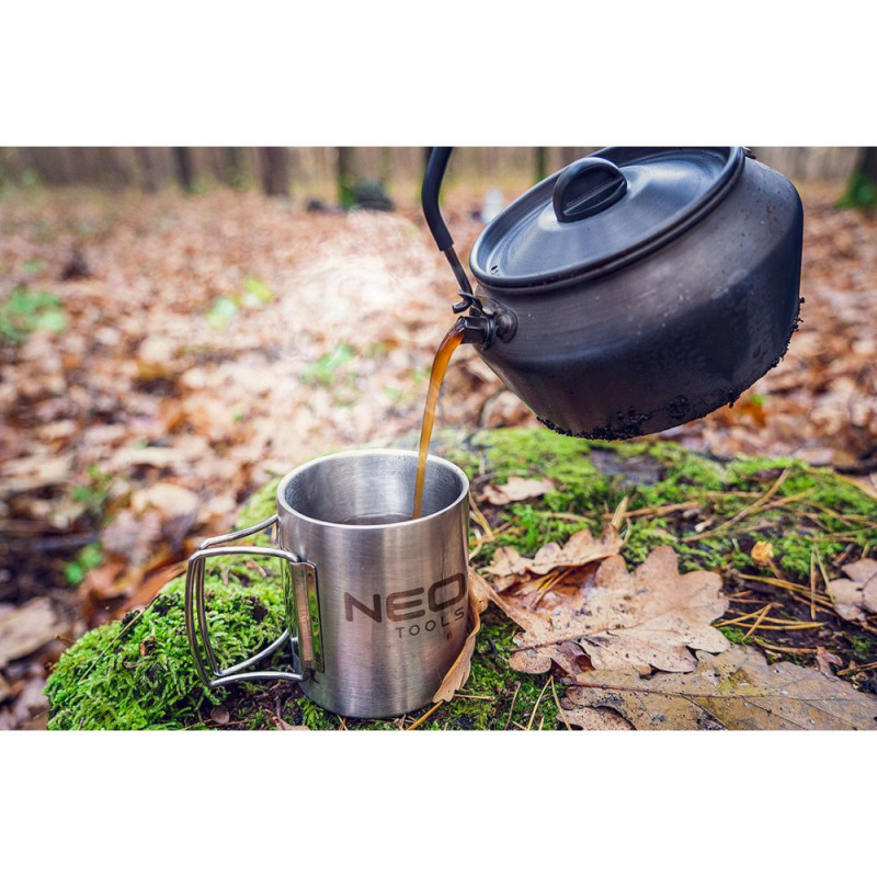 Neo Tools Travel mug, 320ml, foldable handle, stainless steel, case, 0.15kg (63-150)