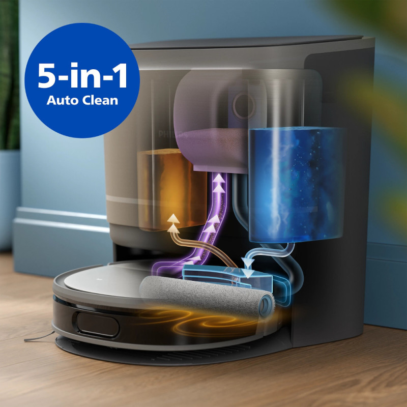 Philips Робот-пилосос Philips Series 9000, h=9.8см, вологе прибирання, конт пил -0.21л, вода -0.22л, автон. робота до 280хв, EPA 11, чорний-металік (XU9100/10)