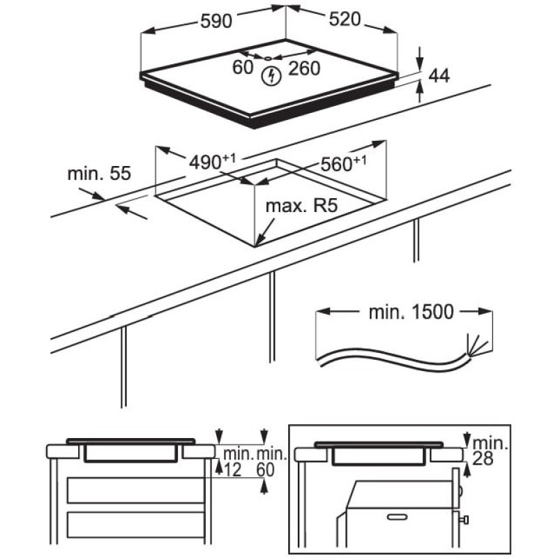 Electrolux Варочная поверхность индукционная, 60см, Hob2Hood, черный (EIT61443B)