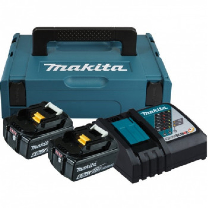 Makita Battery Set 198116-4, LXT BL1860B x 2pcs (18V, 6Ah) + DC18RC, case Makpac
