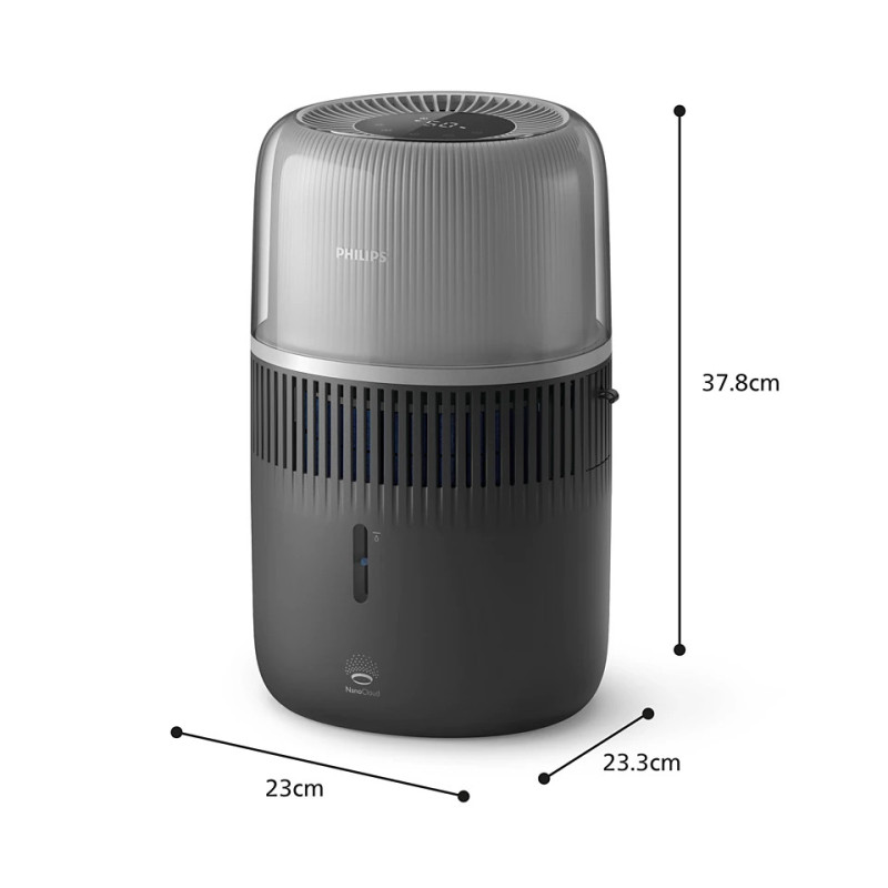 Philips humidifier traditional Series 5000, 56m2, 4.5L, 400ml/h, electr. control, sleep mode, night light, dark grey (HU5710/03)