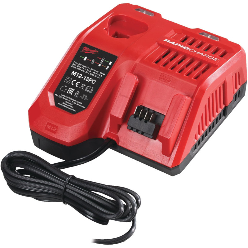 Milwaukee Battery and Charger Kit 1x12V 2Ah Redlithium M12, 2x18V 5Ah Redlithium M18, ZP M12-18FC (4933459217)