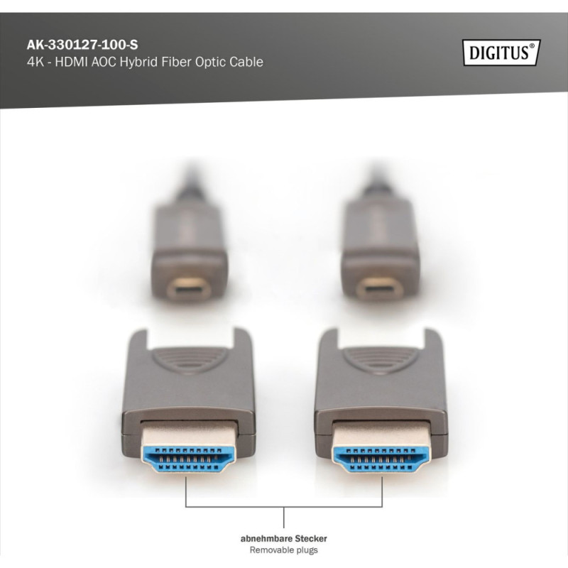 Digitus Кабель DIGITUS HDMI (M/M), 4K, AOC, 10м, чорний (AK-330127-100-S)