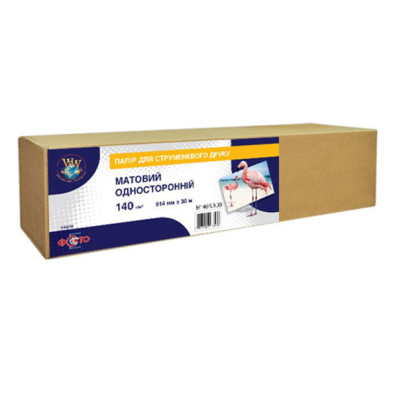 Бумага WWM 36"/914мм х 30м, matte, 140г/м кв, втулка 50мм (M140R.9.30)