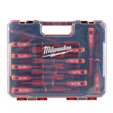 Milwaukee Отвертки набор 12шт, диэлектрические, SL,PH,PZ,TX, тестер, кейс (4932479095)