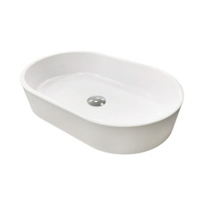 Adamant Sink, washbasin BESTE NEW, artificial stone, oval, without a hole for the mixer and overflow, 540x350x11mm, imposed, white (100002850)