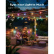 Govee H7025 Outdoor Clear Bulb String Lights, 15м, RGBIC/Warm White, WI-FI/Bluetooth, чорний (H7025CB1)