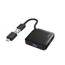 HAMA 4 Ports USB 3.2, USB-C Adapter Black (00200116)