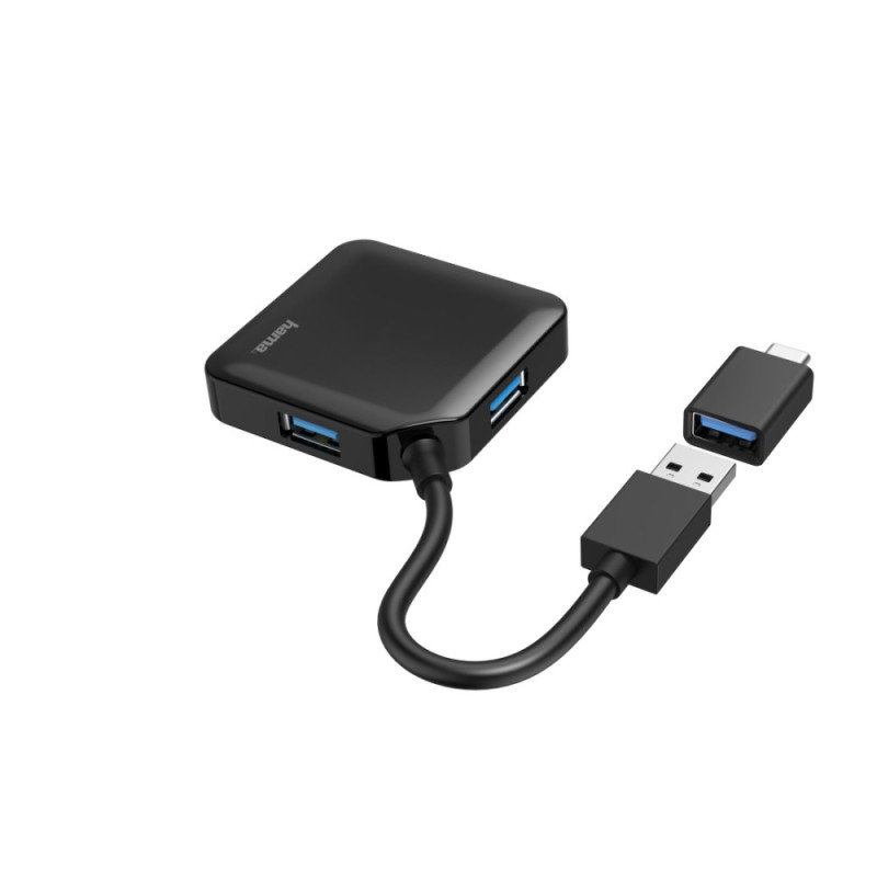HAMA 4 Ports USB 3.2, USB-C Adapter Black (00200116)