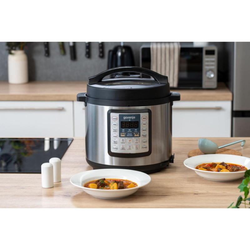 Gorenje pressure cooker, 1000W, bowl-6l, electronic control, aluminum/plastic, black (MC6MBK)