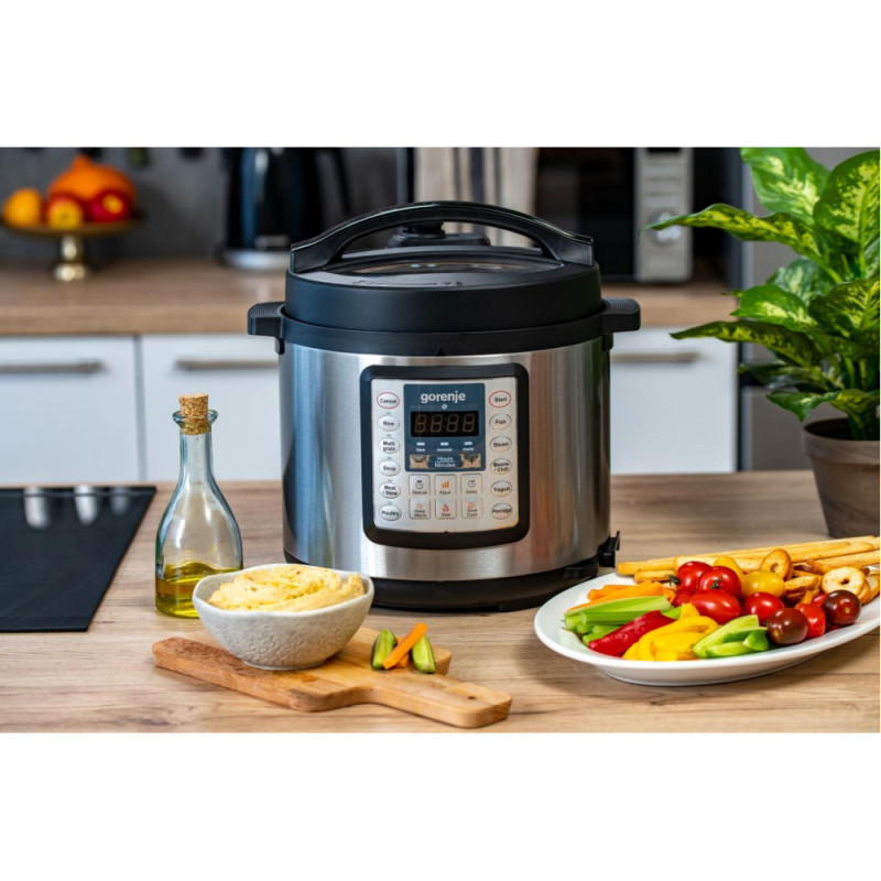 Gorenje pressure cooker, 1000W, bowl-6l, electronic control, aluminum/plastic, black (MC6MBK)