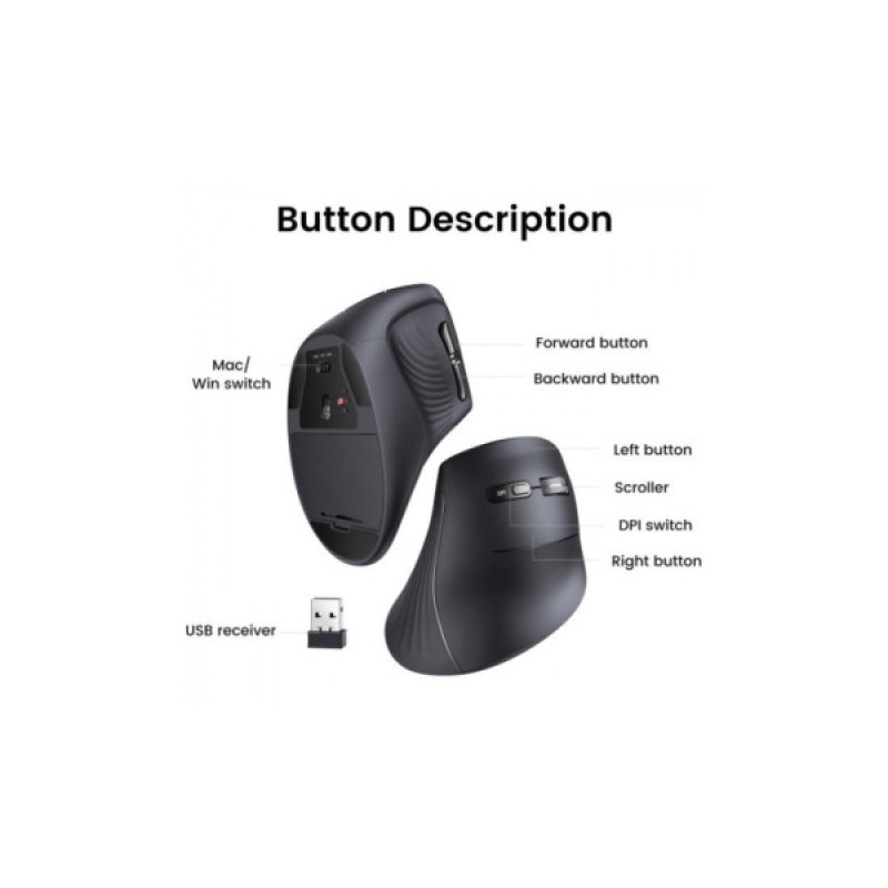 Мышка Ugreen MU008 Vertical Wireless Black (25444)