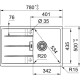 Franke Kitchen sink Centro, fragranite, rectang., with drainboard, 780х500х200mm, bowl - 1, over-mounted, CNG 611-78, grey stone (114.0701.814)