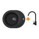 Adamant Kitchen sink Ovum, artificial stone, oval, with drainboard, 615х495х200mm, bowl - 1, over-mounted, black + mixer (1824296910403)