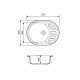 Adamant Kitchen sink Ovum, artificial stone, oval, with drainboard, 615х495х200mm, bowl - 1, over-mounted, black + mixer (1824296910403)