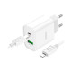 Зарядное устройство HOCO C80A Plus Rapido 1xUSB-C PD20W + 1xUSB QC3.0 + cable USB-C to Lightning White (6931474779892)