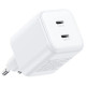 Зарядное устройство Ugreen X526 2xUSB-C PD45W GaN white (65154)