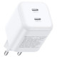 Зарядное устройство Ugreen X526 2xUSB-C PD45W GaN white (65154)
