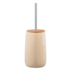 ARDESTO Toilet brush set with stand Prestigio 12.2x35.2cm, dolomite, stainless steel, bamboo, beige (ARHB3503EB)