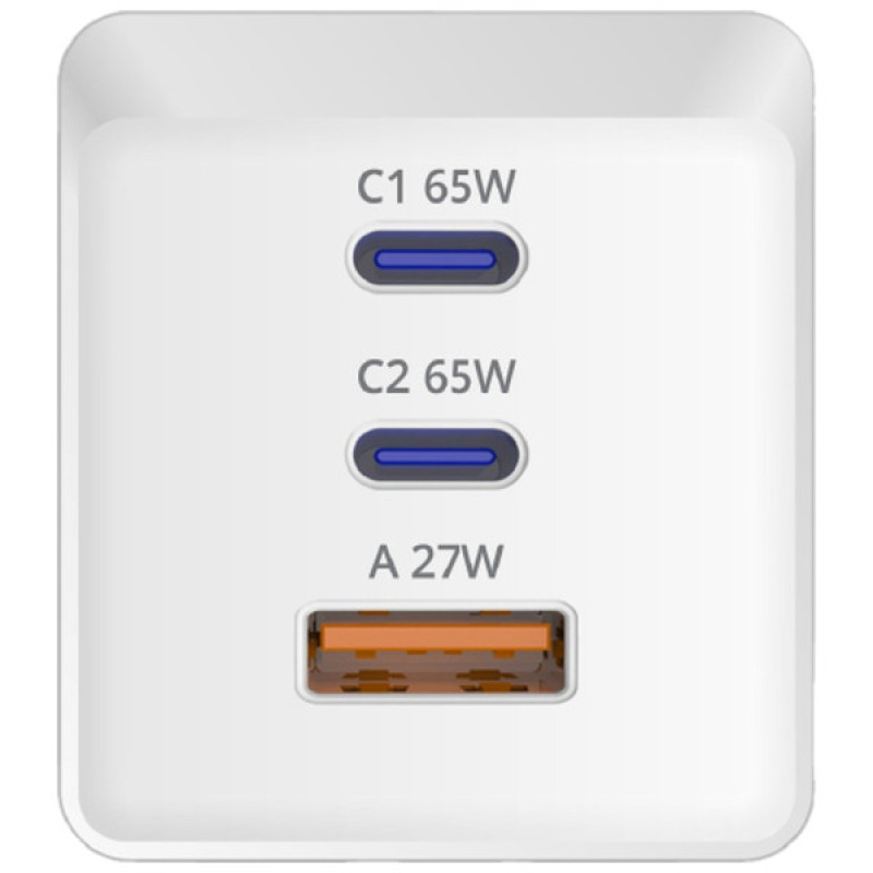 Зарядний пристрій Sigma 2xUSB-C PD65W + 1xUSB QC3.0 GaN X-power PS65-01 white (4827798637715)
