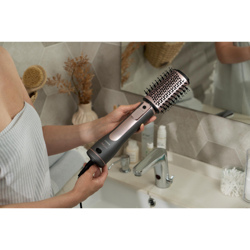ARDESTO Фен-щётка Brush Pink Touch,1200Вт, 2скорости, 2 темп. режима, LED-дисплей, функция ионизации , 4 насадки, серый+розовый (HD-CR300PT)