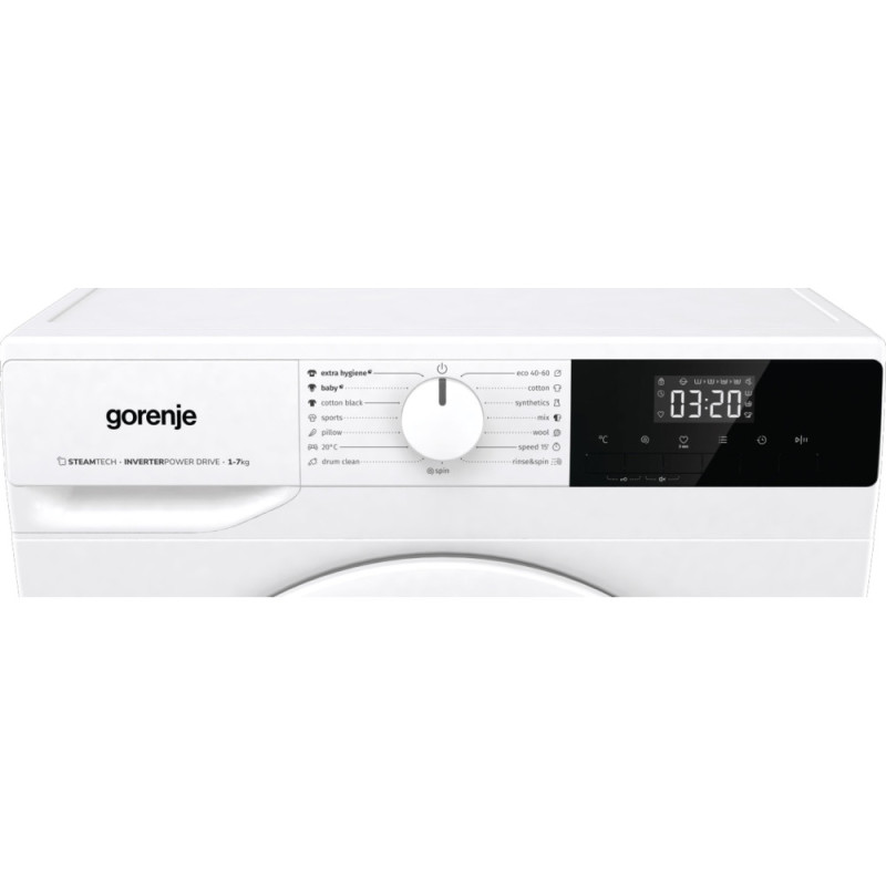 Gorenje Стиральная машина фронтальная, 7кг, 1200, A, 43,5см, дисплей, пар, инвертор, белый (WNHPI72SCS)