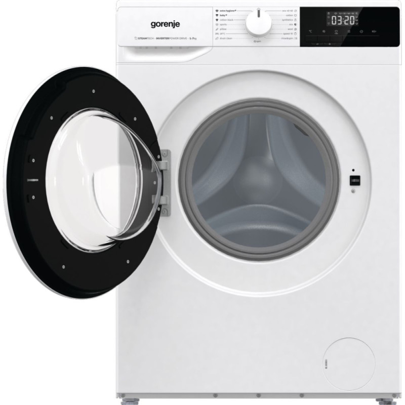 Gorenje Стиральная машина фронтальная, 7кг, 1200, A, 43,5см, дисплей, пар, инвертор, белый (WNHPI72SCS)