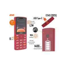 Мобильный телефон 2E E240 2025 Red (794300867219)