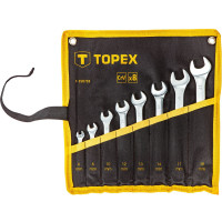 Topex Ключи гаечные, набор 8 ед., комбинированные, 6-19 мм, CrV, чехол-скрутка