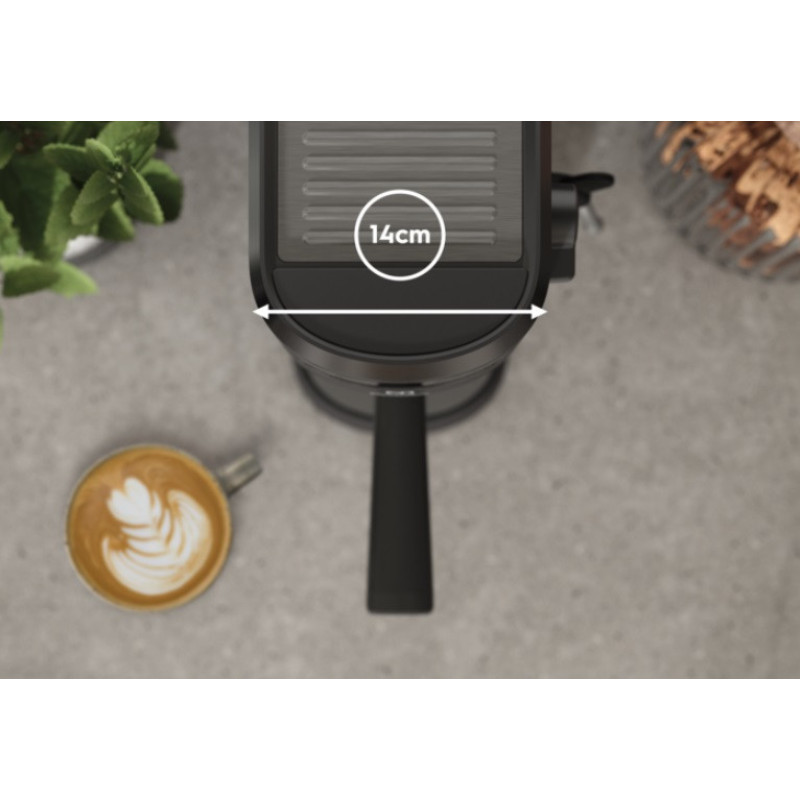Electrolux Coffe maker carob, 1L, ground, hand capuchino maker, LED display, cup warmer, black (E6EC1-6BST)