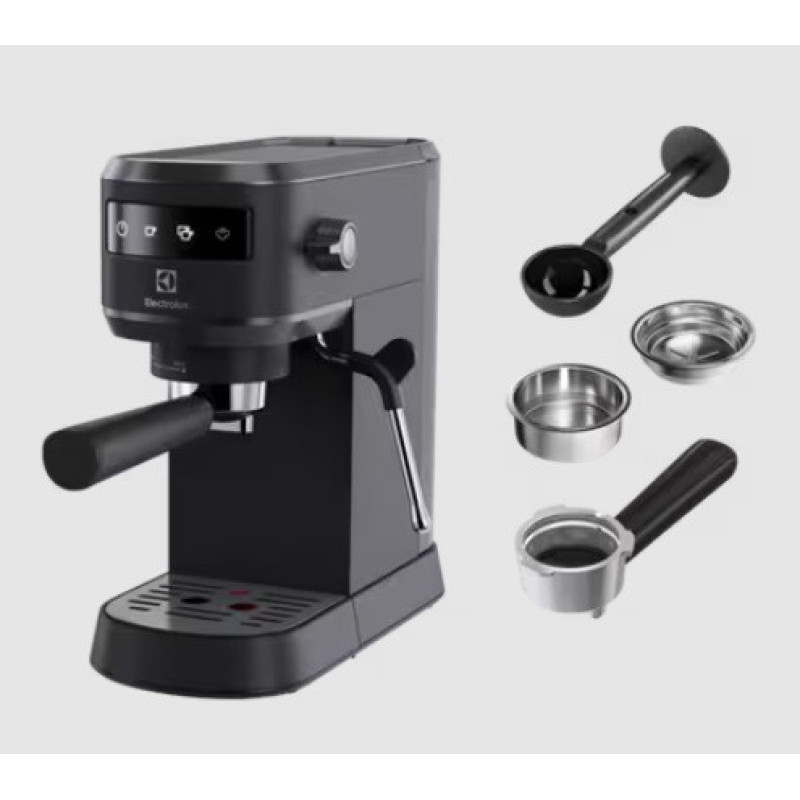Electrolux Coffe maker carob, 1L, ground, hand capuchino maker, LED display, cup warmer, black (E6EC1-6BST)