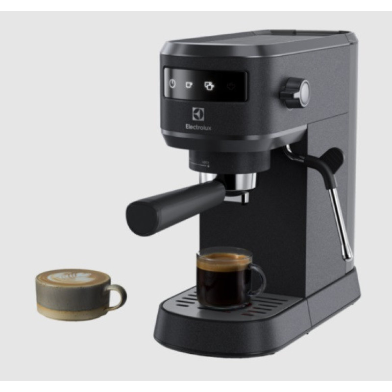 Electrolux Coffe maker carob, 1L, ground, hand capuchino maker, LED display, cup warmer, black (E6EC1-6BST)