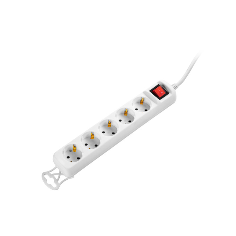 2E Сетевой удлинитель 5XSchuko с выключателем, 3G*1.5мм, 1.5м, white (2E-U05ESM1.5)