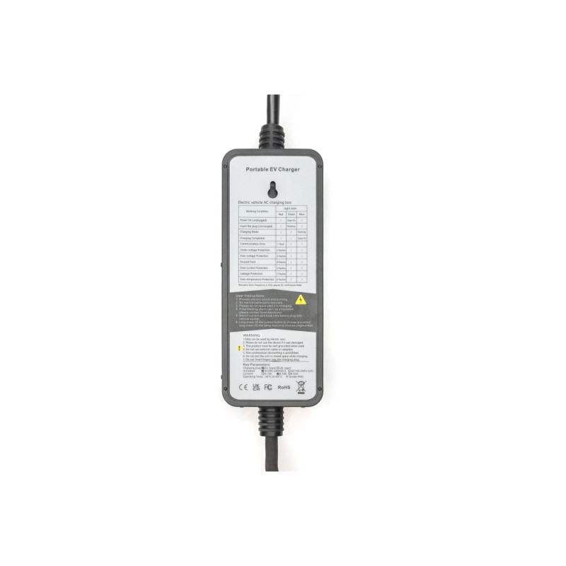 Digitus EV charger, 5m, 230 V, Type F 7/4 to EV Type 2, Adjustable charging power:1,8; 2,3 ; 2,8; 3,7 kW (DK-1P16-A-050-BL)
