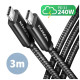 Дата кабель USB-C to USB-C 3.0m USB 2.0 PD 240W 5A black AXAGON (BUCM2-CM30AB)