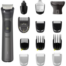 Philips Trimmer All-in-One Series 7000 for beard, mustache, nose, head and body, battery, nozzles-12, steel, grey