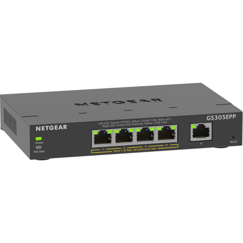 NETGEAR Комутатор GS305EPP 4xGE PoE+ (120Вт), 1xGE, керований (GS305EPP-100PES)