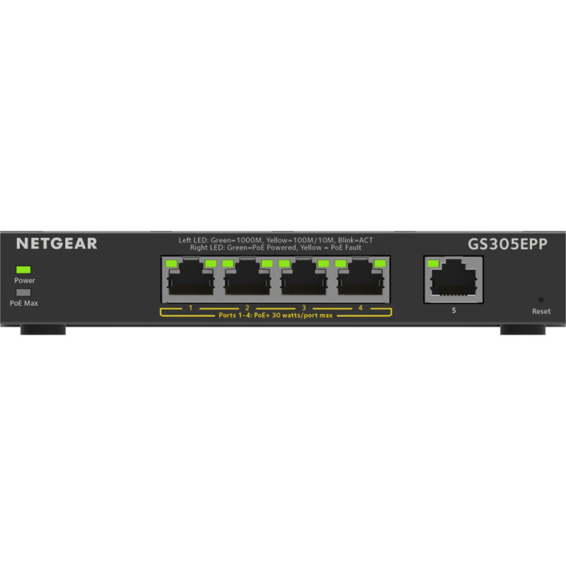 NETGEAR Комутатор GS305EPP 4xGE PoE+ (120Вт), 1xGE, керований (GS305EPP-100PES)