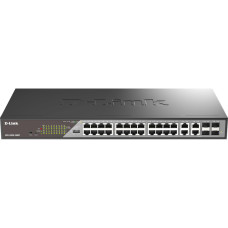 D-Link Комутатор DSS-200G-28MPP 24xGE PoE, 4xSFP/GE, 518Вт, Некерований