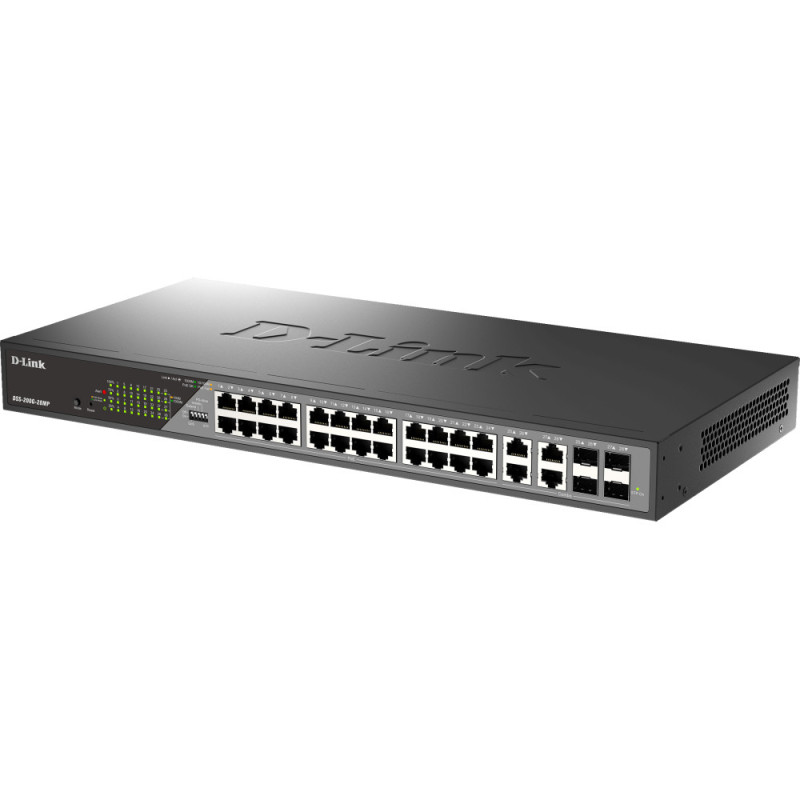 D-Link Switch DSS-200G-28MPP 24xGE PoE, 4xSFP/GE, 518W, Unmanaged