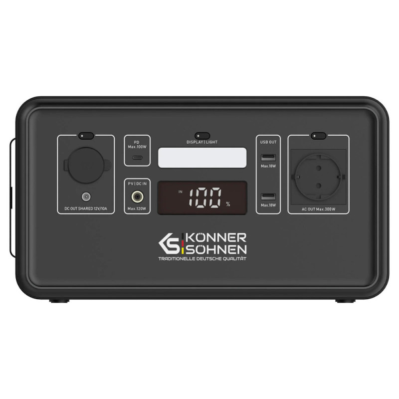 Könner & Söhnen Портативна електростанція Konner&Sohnen KS 500PS, 500Вт, 448Вт·год, LifePo4, 230В, Bluetooth, 4.9кг (KS500PS)