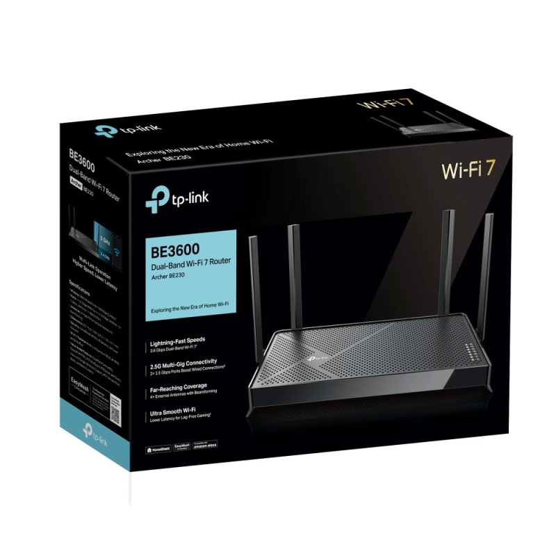TP-Link Маршрутизатор Archer BE230 BE3600, 3xGE LAN, 2.5xGE LAN, 2.5xGE WAN, 1xUSB3.0 MESH (ARCHER-BE230)