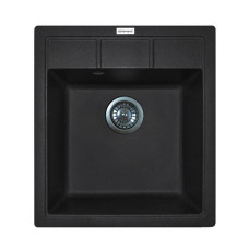 Adamant Kitchen sink Brick, artificial stone, square, no drainboard, 460x515x200mm, bowl - 1, over-mounted, black (4824296101203)