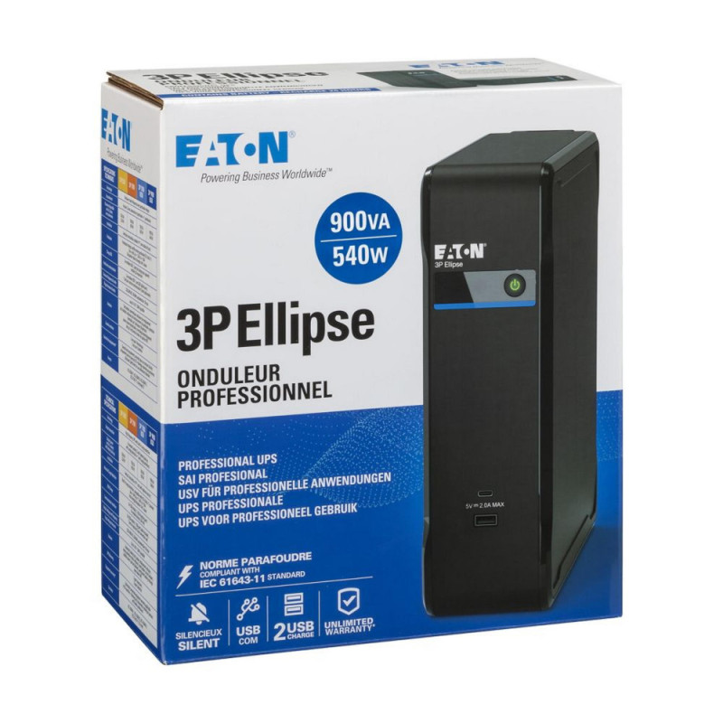 Eaton Джерело безперебійного живлення Eaton 3P Ellipse 900VA/540W, 2xUSB charges+USB port, 3+1xSchuko (3P900UD)