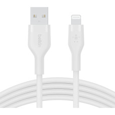 Belkin Cable USB-A - Lightning SILICONE, with clip, 2m, white (CAA008BT2MWH)