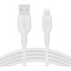 Belkin Cable USB-A - Lightning SILICONE, with clip, 2m, white (CAA008BT2MWH)