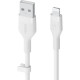 Belkin Cable USB-A - Lightning SILICONE, with clip, 2m, white (CAA008BT2MWH)