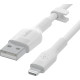 Belkin Cable USB-A - Lightning SILICONE, with clip, 2m, white (CAA008BT2MWH)