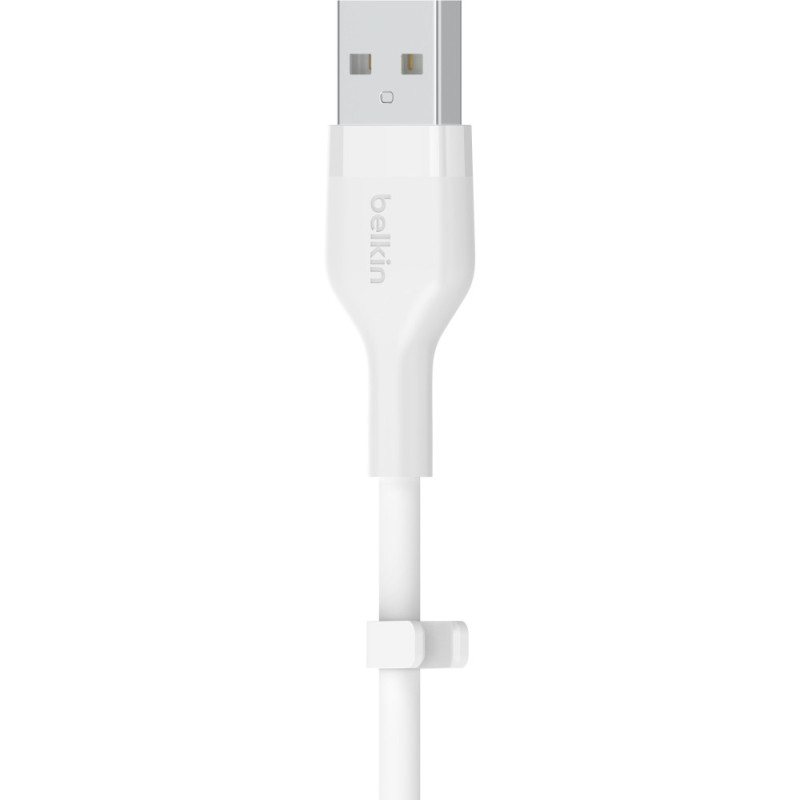 Belkin Cable USB-A - Lightning SILICONE, with clip, 2m, white (CAA008BT2MWH)