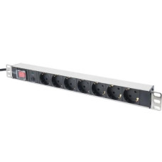 Digitus 1U Aluminum PDU, rackmountable, 7x safety outlet 16A, 4000W, 250VAC 50/60Hz, overload protection (DN-95403)